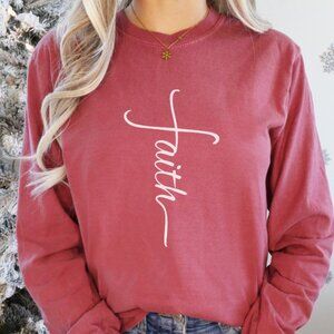 Faith Cross Long Sleeve | Christian Minimalist Tee